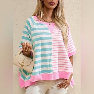 Multicolor Stripe Oversize Top